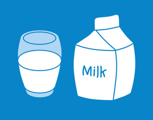Milk carton box with glass flat icon