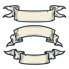 Set of different tipes of retro vintage ribbon