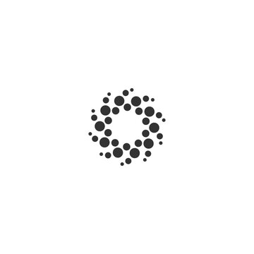 Black energy round logo isolated on white. Circles and dotes abstract shape.