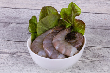 Raw king prawns ready for cooking