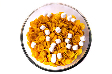 flakes in a transparent plate on a white background