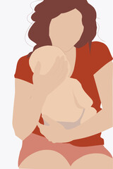 Illustration of a mother holding her newborn baby in arms