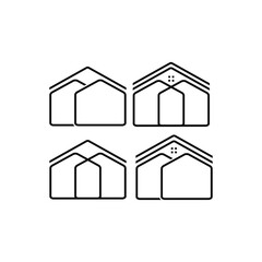 Collection of home icon vector isolated on black background