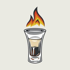 Cocktail shot b 52 with fire flame emblem