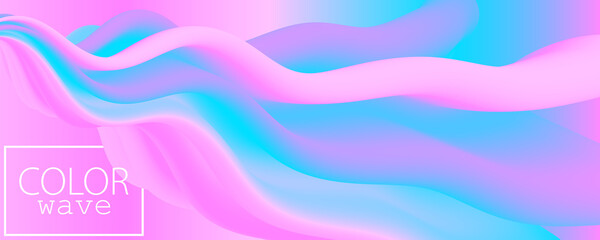 3d Poster. Pink Liquid Color. Fluid Background.