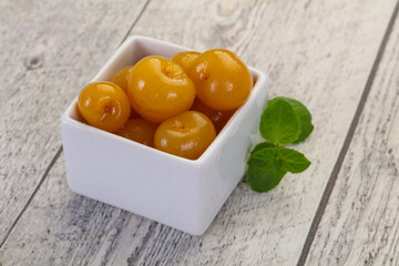 Yellow ripe cherry dessert