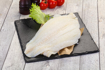 Raw halibut fillet