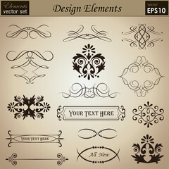Vector set: Calligraphic design elements and page decoration, Useful elements for your layout design. Premium Quality, Easy to Edit