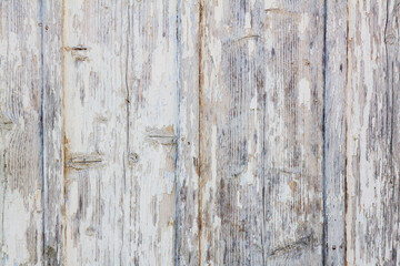 Wooden doors from old boards with peeling paint
