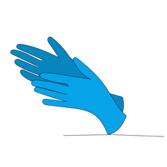 Obraz premium medical gloves colored drawing by a continuous line