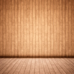 Concept or conceptual vintage or grungy brown background of natural wood or wooden old texture floor and wall as a retro pattern layout. A 3d illustration metaphor to time, material, emptiness,  age 