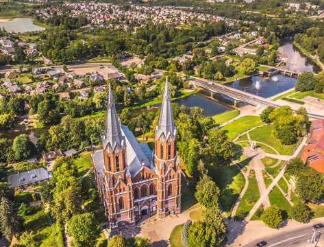 Panoramic view of Anyksciai city church, Lithuania