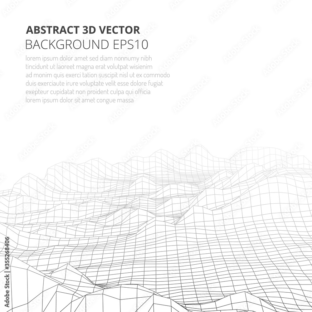 Poster abstract background in the style of low poly design. 3d landscape in virtual reality. space for text