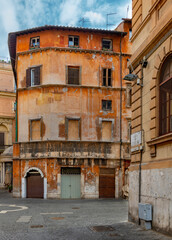 Fototapeta na wymiar Square and old buildings at Jewish Ghetto, Rome.