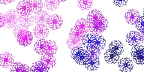 Light Purple, Pink vector doodle pattern with flowers.