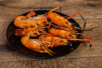 Grilled water prawn in the plate