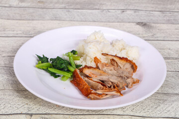 Rice with roasted duck breast