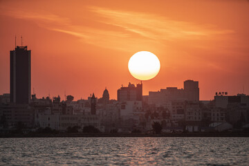 Sunset in Tunis, capital of tunisia