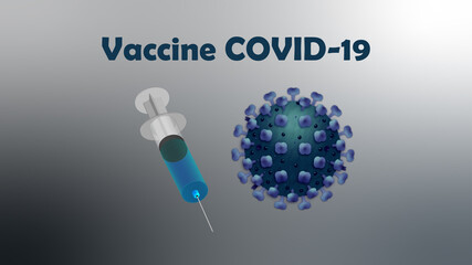 Vaccine syringe with needle. Covid 19, coronavirus vaccine blue. Coronavirus illustration.  