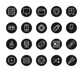 mouse device and ui or ux icon set, block style