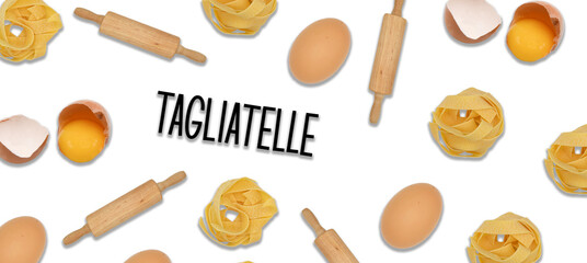 Fototapeta na wymiar pasta fresca tagliatelle pasta pastificio italia cucina chef 