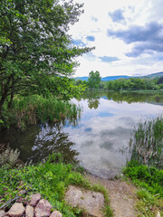 Obraz premium Spring Landscape of Pancharevo lake, Bulgaria
