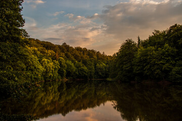 Fototapeta na wymiar Teich im Sonnenuntergang 2