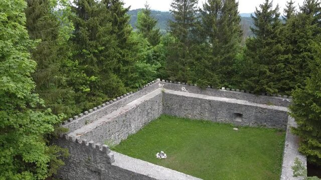 Aerial view of  Roman fort near Kalce, Slovenia
