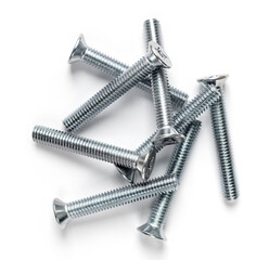 screw nuts close up. White background. Corrosion-proof screws, bolts for construction and repair....