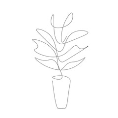 Indoor plant silhouette on white background, vector illustration