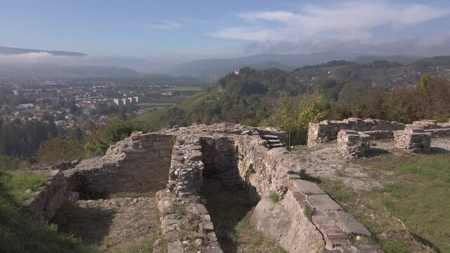 Ruins of medieval castle and landscape around the hill Piramida in Maribor, Slovenia
