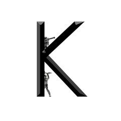 Alphabet K with soldier symbolising fight and war against something