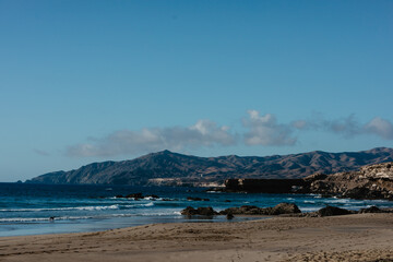 sea landscape. mountain and beach