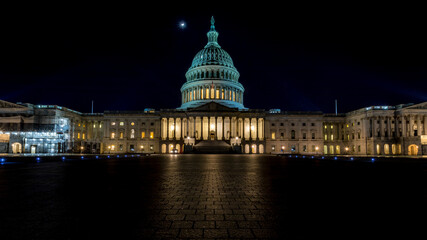 Fototapeta na wymiar The capitol in Washington D.C., United States of America at a cold night in spring.