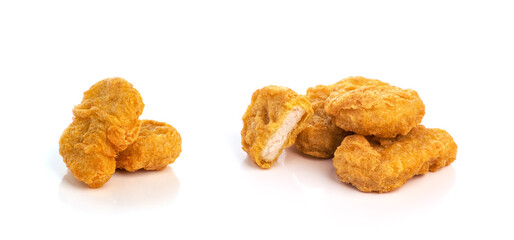 Fried chicken nuggets isolated on white background