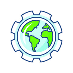 mechanism and globe, color icon