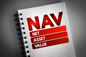 NAV - Net Asset Value acronym, business concept background