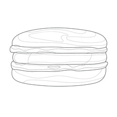 macaroon.Tasty sweets.Coloring book antistress for children and adults. Zen-tangle style.Black and white drawing