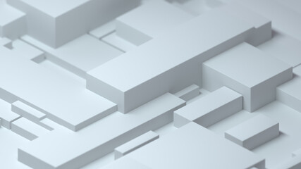 Abstract white background with cubic blocks.