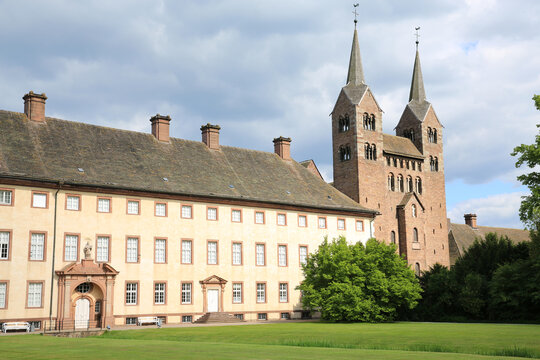 The historic Corvey Abbey near H&ouml;xter in Westphalia, Germany, Unesco World Heritage since 2014