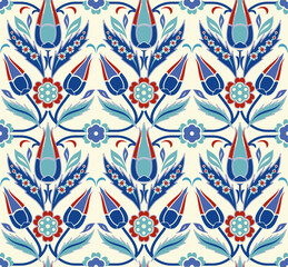 Seamless turkish colorful pattern. Eastern floral  pattern can be used for ceramic tile, wallpaper, linoleum, textile, web page background.