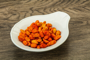 Chili peanut snack in the bowl
