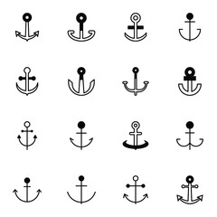 Anchor, maritime icon set. Simple harbour, port solid outline icons sign vector illustration.
