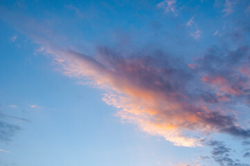 Fototapeta na wymiar Beautiful sky with clouds at sunset. Beautiful natural background