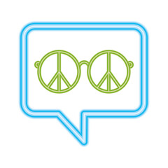 peace and love glasses inside bubble design of Hippie art and creative theme Vector illustration