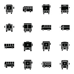 Bus icon set. Simple minibus solid icons sign, vector illustration.