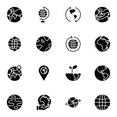 World and earth icon set. Simple earth solid icon sign concept. vector illustration. 