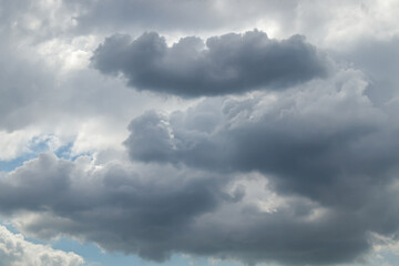 Blurred dramatic dark clouds before storm and rainy.
