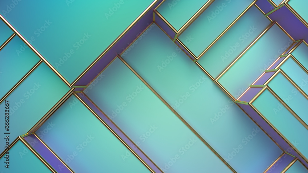 Poster abstract pearlescent background. geometric random boxes.