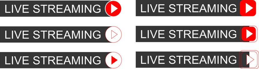 Live video streaming vector play buttons